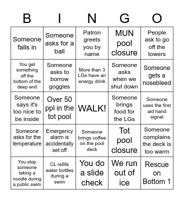 AQ SUMMER GAMES Bingo Card