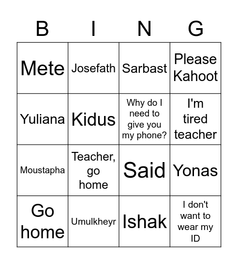 NSA Bingo Card