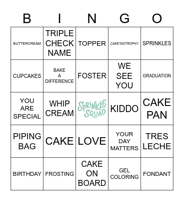 SPRINKLER BINGO Card