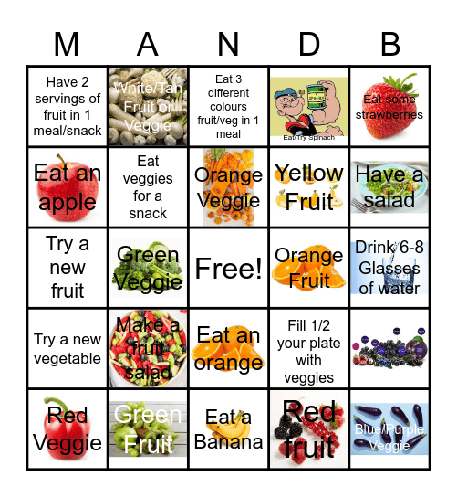 M&B Eat the Rainbow Bingo Card