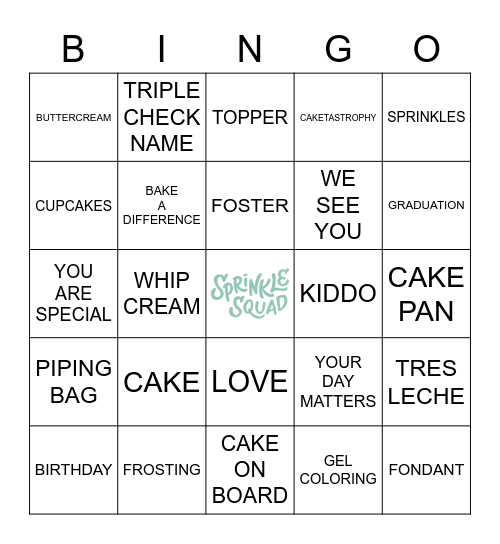 SPRINKLER BINGO Card