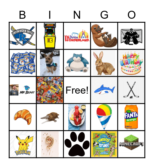 All About Dylan BINGO! Bingo Card