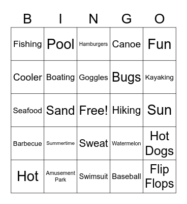 SUMMERTIME Bingo Card