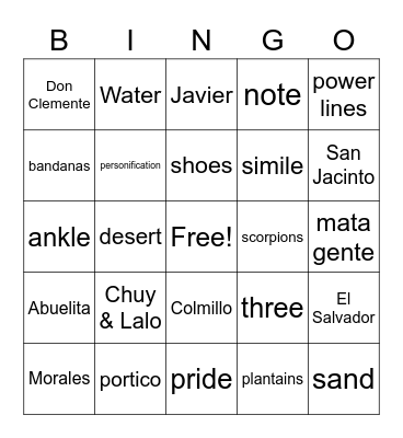 La Linea Bingo Card