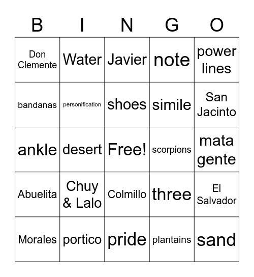 La Linea Bingo Card