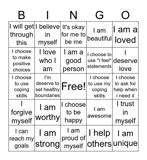Positive's Bingo Card