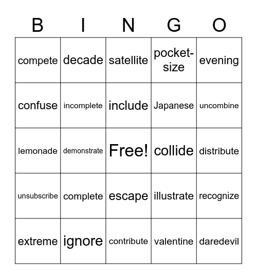 4.2 4.3 Bingo Card