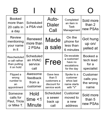 Fun Time Bingo Card