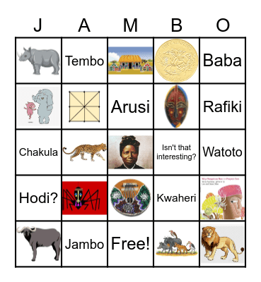 Jambo! Bingo Card