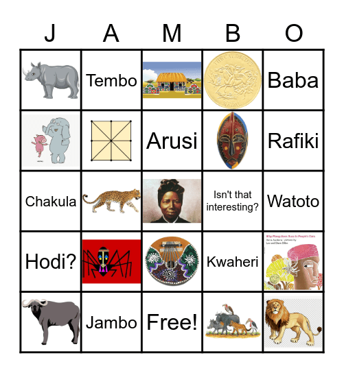 Jambo! Bingo Card