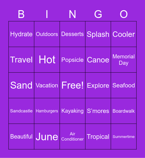 SUMMERTIME Bingo Card