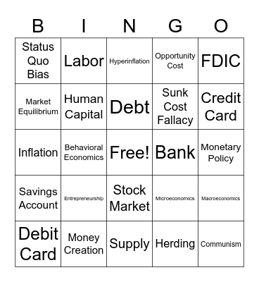 Economics Bingo Card