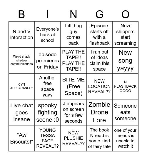 Murder Drones 5 Bingo Card