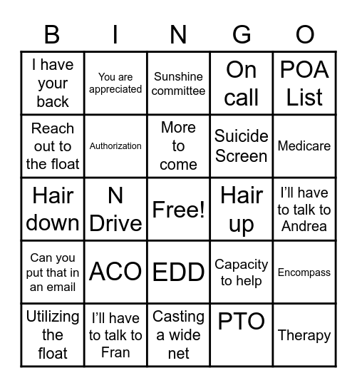 Meeting Bingo Card