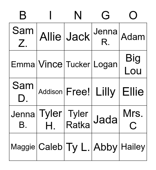 Lit.Class Bingo Card