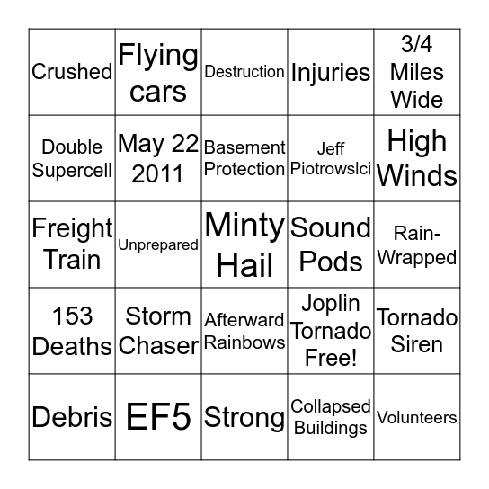 Joplin Bingo Card