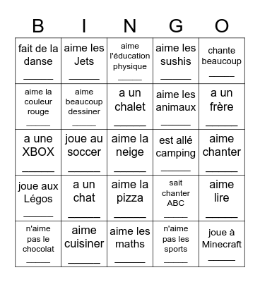 Trouve quelqu'un qui... Bingo Card
