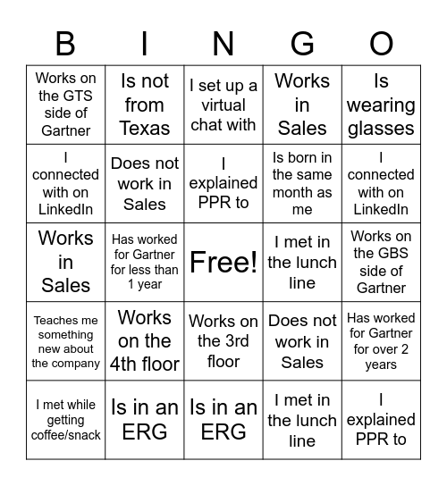 Monthly Mingle! Find someone who... Bingo Card