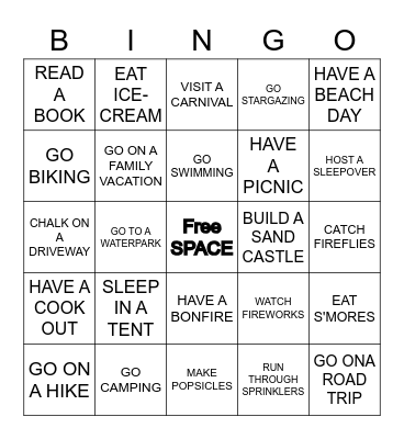 SUMMER Bingo Card