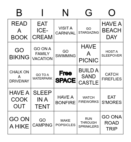 SUMMER Bingo Card