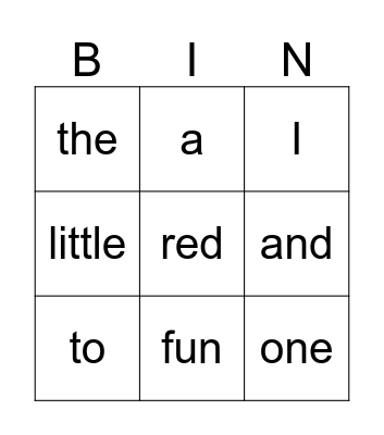 Week 22 - low Bingo Card