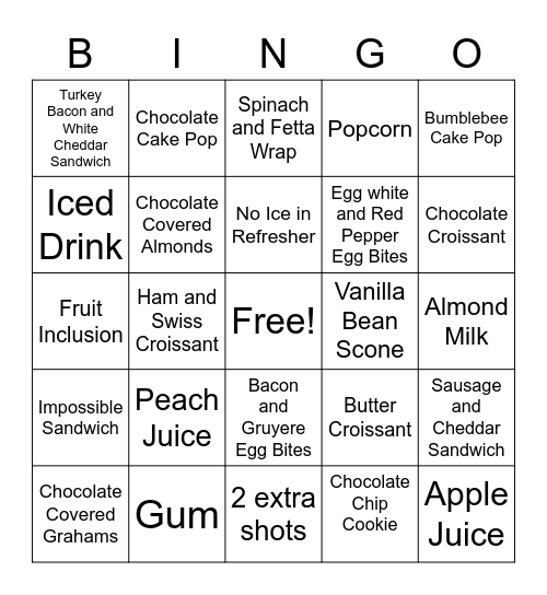 Starbucks Upsell Bingo! Bingo Card