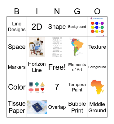 HT 2nd Grade Art Around the Globe Bingo Card