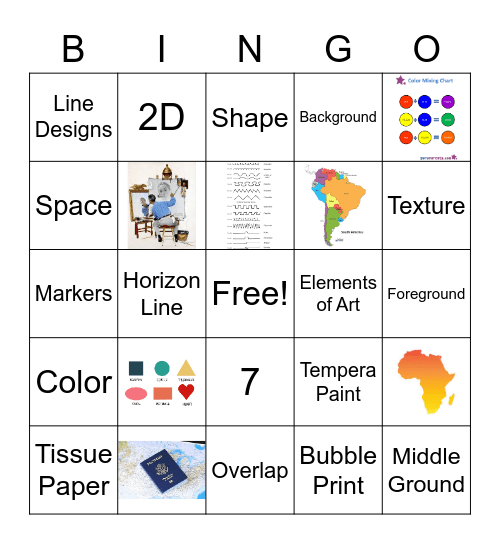 HT 2nd Grade Art Around the Globe Bingo Card