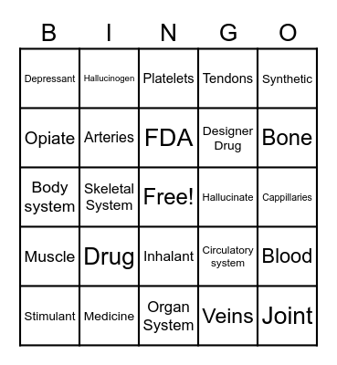 Health Bingo Card