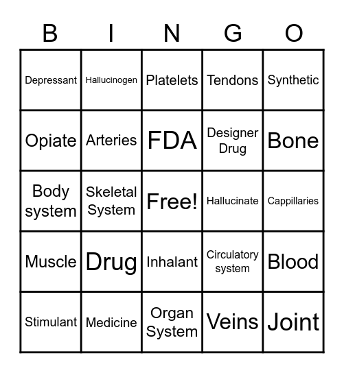 Health Bingo Card