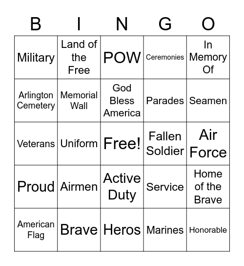 Memorial Day 2 Bingo Card