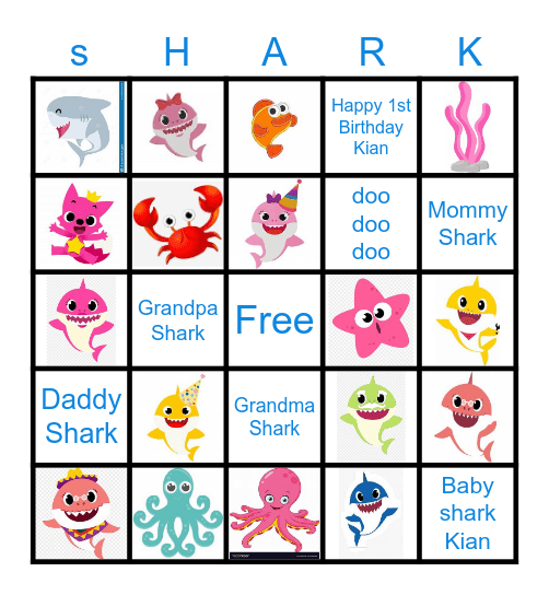 Baby Shark Bingo Card