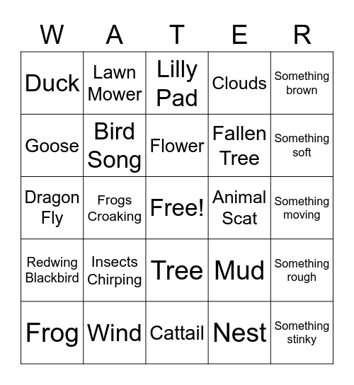 Wetland Scavenger Hunt Bingo Card