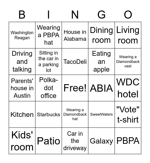 Betsy Bingo Card