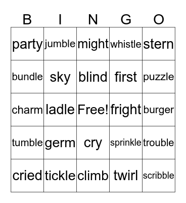 Second grade -review Long i, c+le, r control Bingo Card