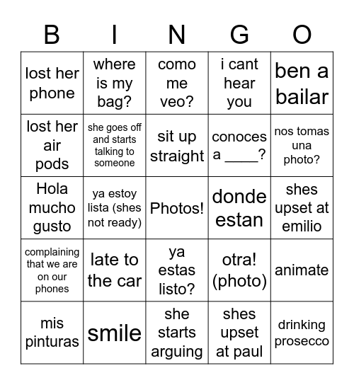 la jefa Bingo Card