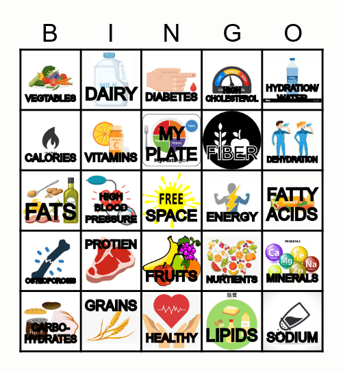 Nutrition Bingo Card