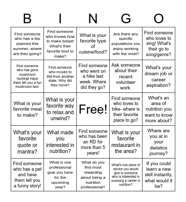 GSDA Spring Social BINGO Card