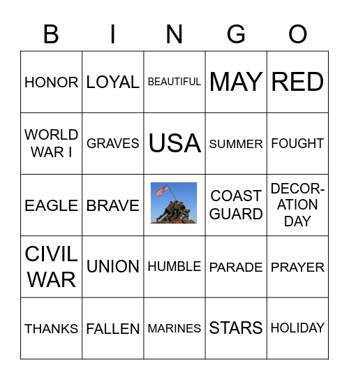 MEMORIAL DAY CELLEBRATION Bingo Card