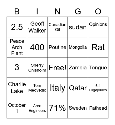 NRM Fun Friday Bingo Card