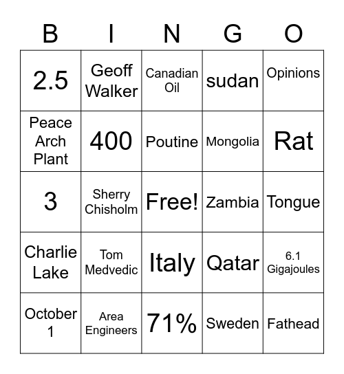 NRM Fun Friday Bingo Card