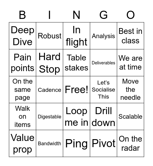 Lingo Bingo Card