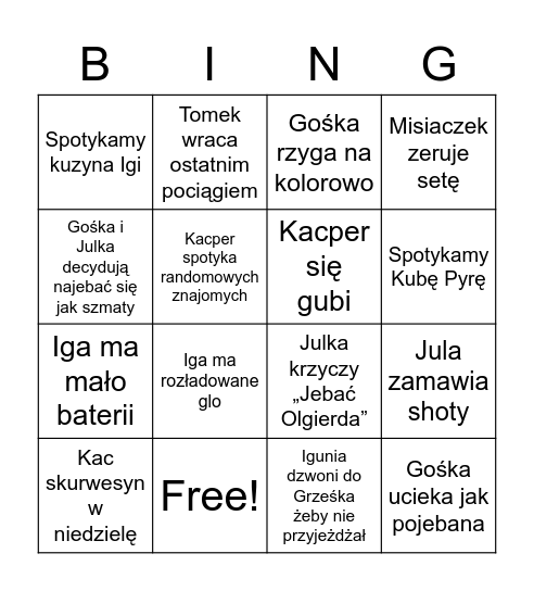 Urodziny Julki Bingo Card