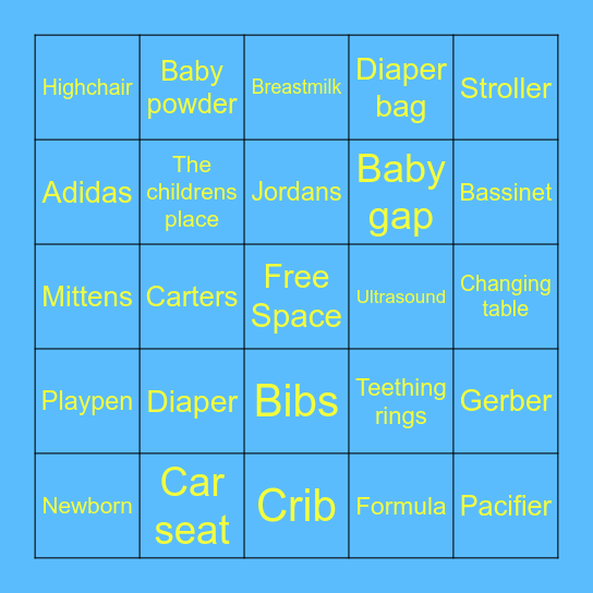 Baby Shower Bingo Card