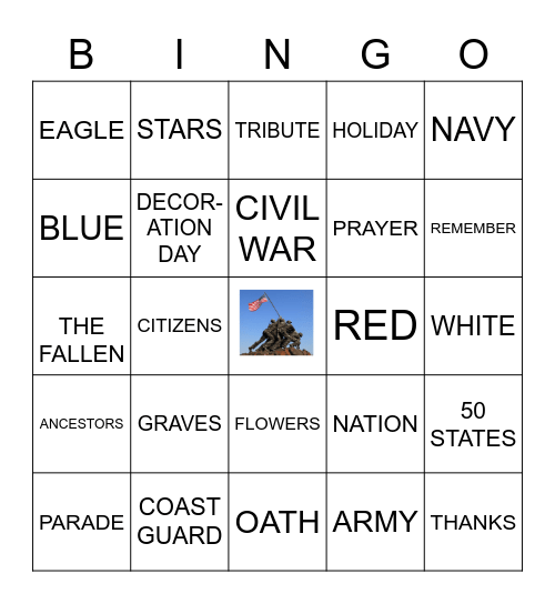 MEMORIAL DAY CELEBRATION Bingo Card