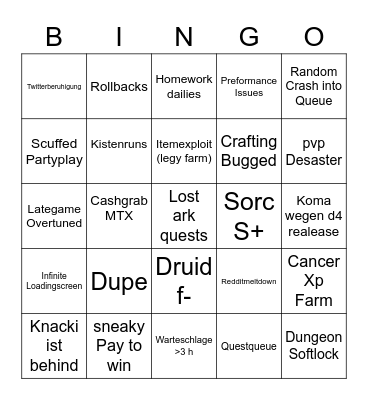 D4 Release Bingo Card