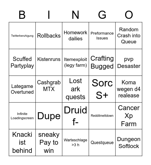 D4 Release Bingo Card