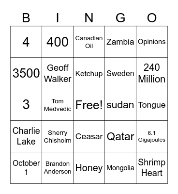 NRM Fun Friday Bingo Card