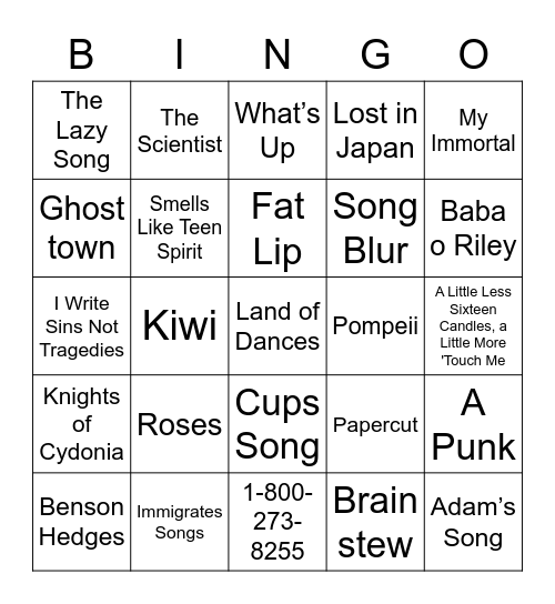 Round 1 Bingo Card