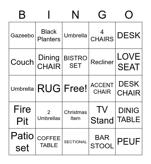 Memorial Day Bingo Card